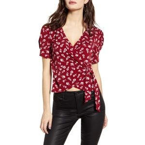 All In Favor Puff Sleeve Wrap Top